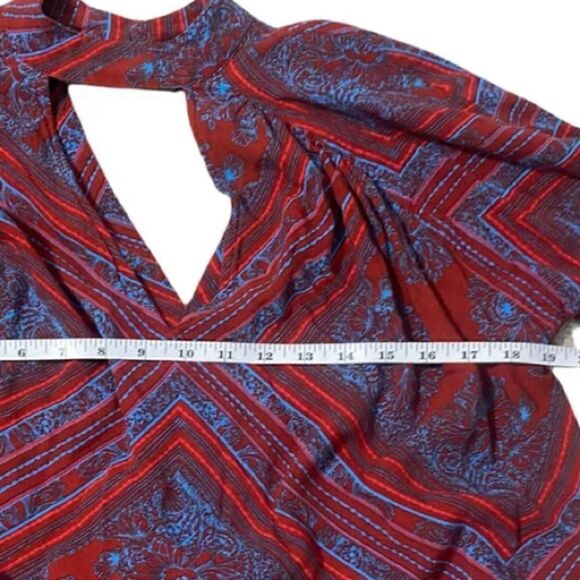 Free People Womens XS Top Walking On A Dream Tunic Red Blouse Floral Choker 401 - Picture 7 of 8